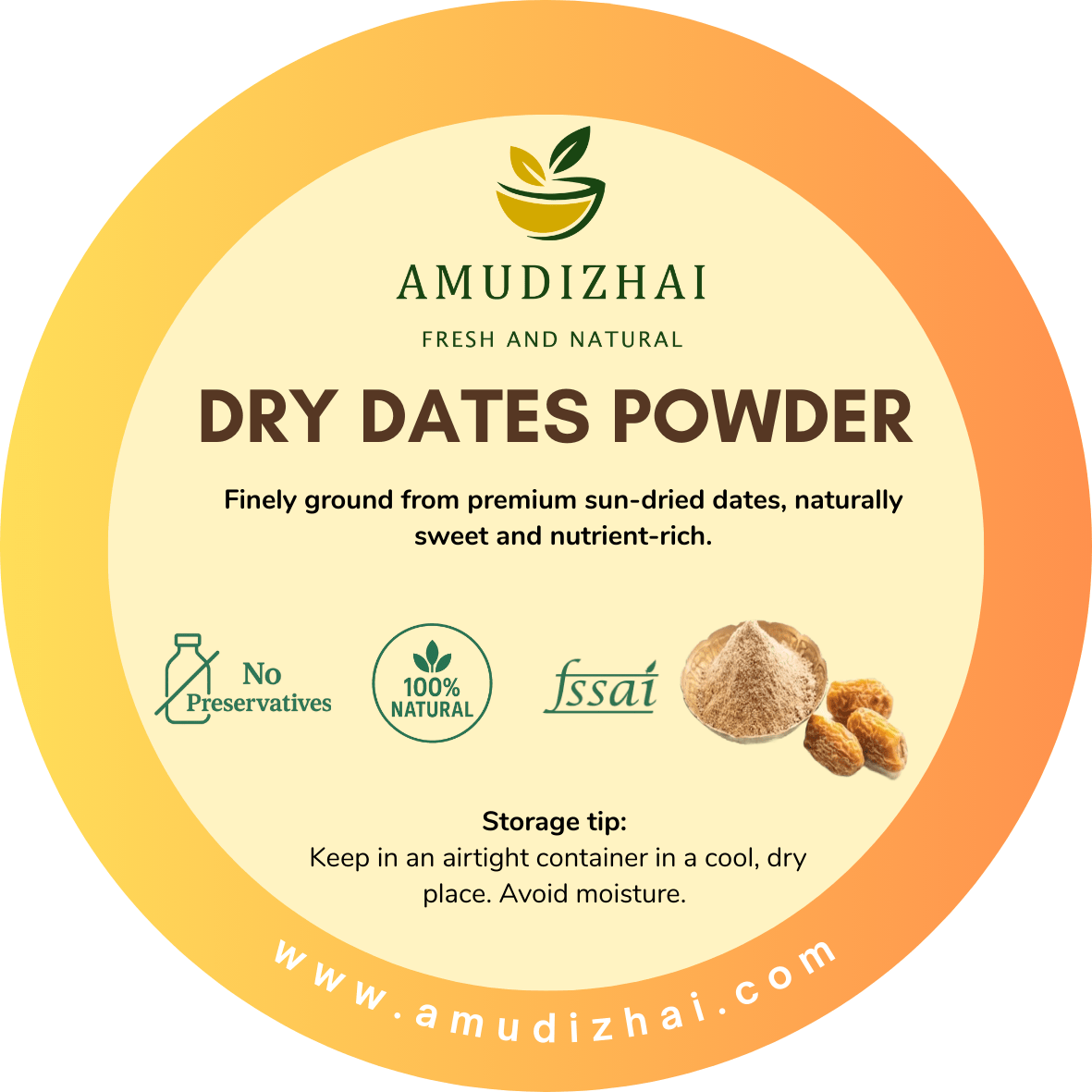Dry dates powder